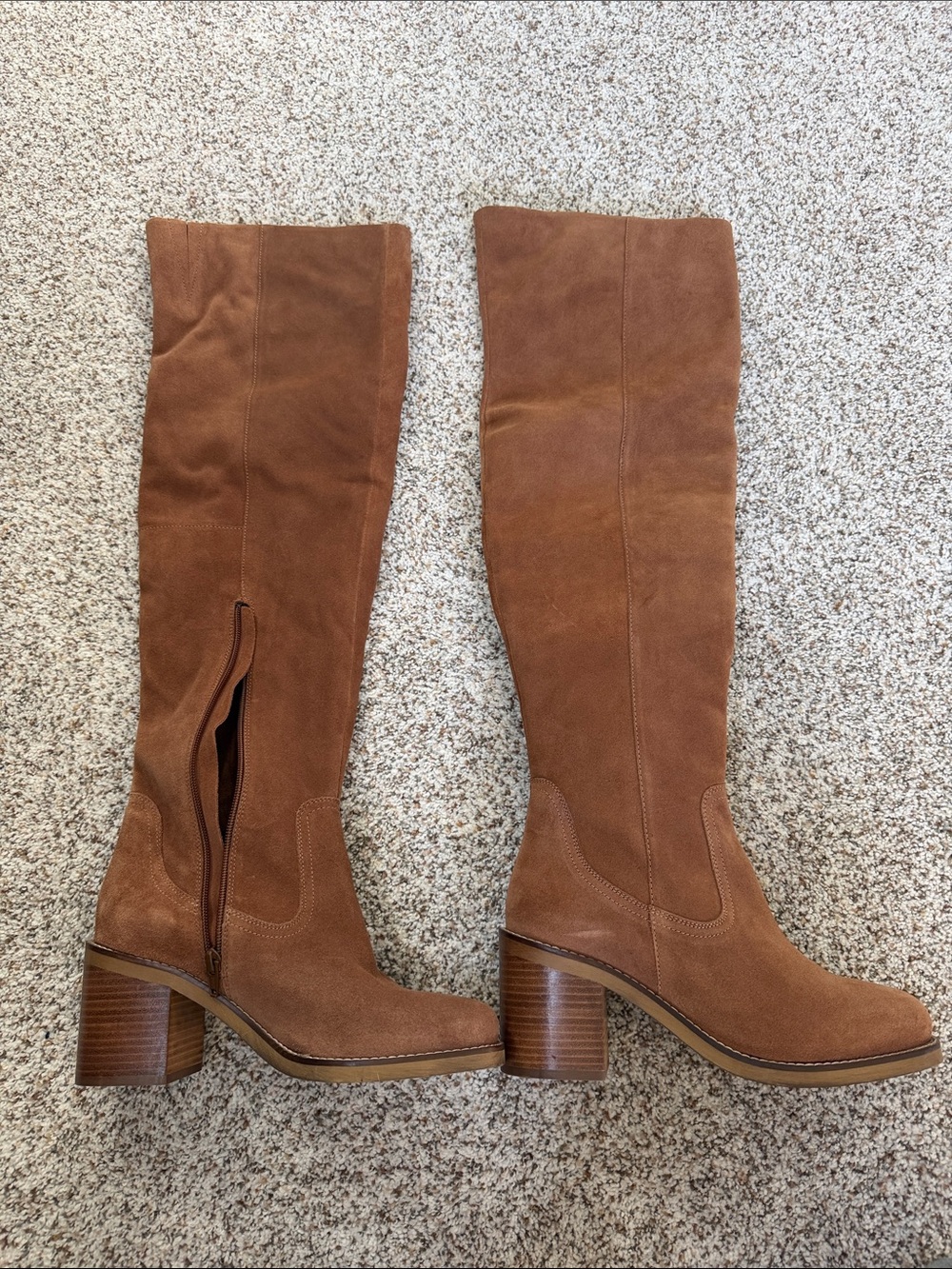 Seychelles Chestnut Suede Over-the-Knee Block Heel Boots